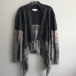 Knox Rose Sparkly Cardigan with Fringe Detail SZ L